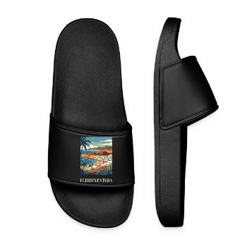 Fuerteventura Coastal Poster Canary Islands Spain - Women’s Pool Sliders - black - Front