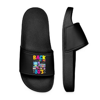 Retro Back to the 80s Vintage Design - Frauen Badelatschen - Schwarz - Vorne