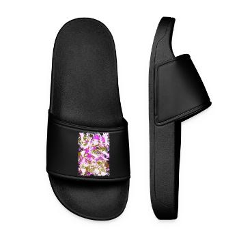 Neon Rosé Tie-Dye Swirl - Women’s Pool Sliders - black - Front