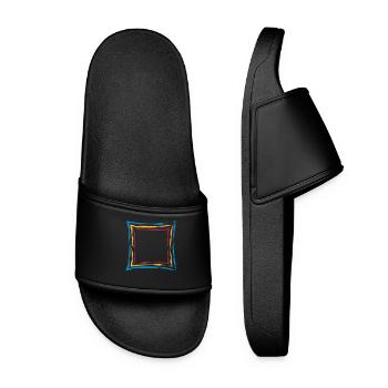colorful many lines frame square border square - Women’s Pool Sliders - black - Front