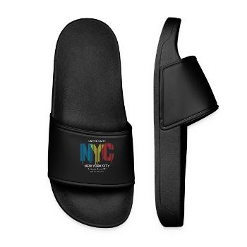 New York NYC Schriftzug - Frauen Badelatschen - Schwarz - Vorne