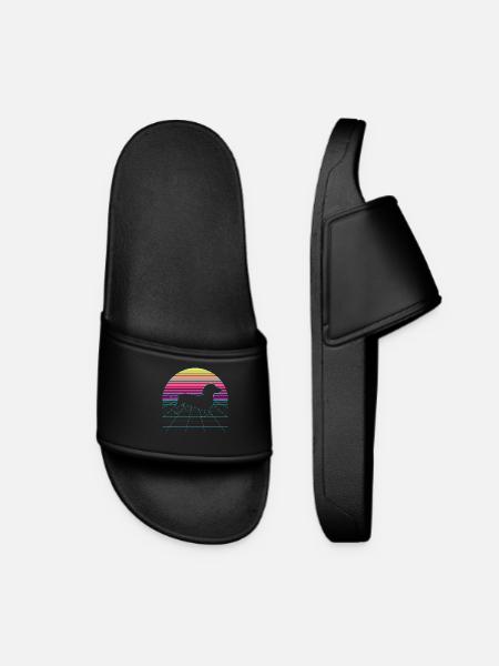 Vaporwave Dackel Hund Dachshund 80er 90er - Frauen Badelatschen - Schwarz