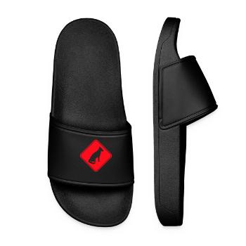 Dog Warning Sign Warning Note Danger Symbol - Women’s Pool Sliders - black - Front
