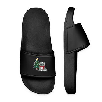 Cat Grumpy Christmas - Women’s Pool Sliders - black - Front