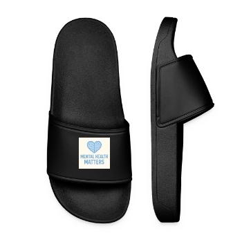 Mental Health Matters Heart Blue - Frauen Badelatschen - Schwarz - Vorne