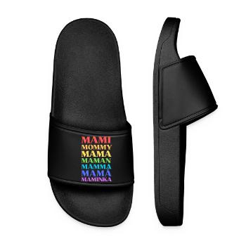 "Mami Mommy Mama Maman Mamma Mamá Maminka" - Frauen Badelatschen - Schwarz - Vorne