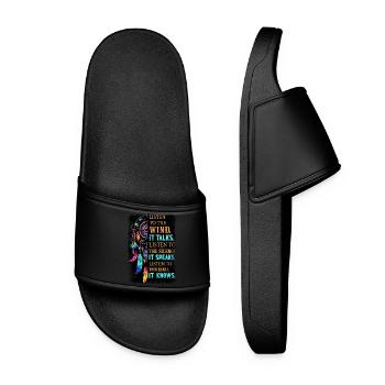 america native culture indian usa ethnic art sign - Women’s Pool Sliders - black - Front