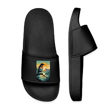 "Nature Within: Silhouette Bird Art" - Women’s Pool Sliders - black - Front