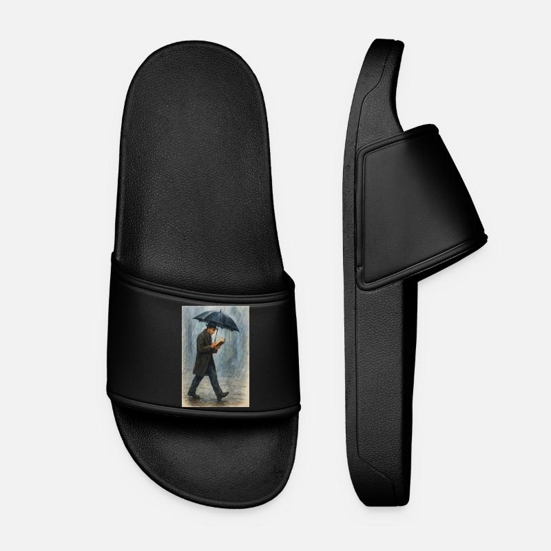 Reading in the rain - Women’s Pool Sliders - black