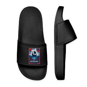 Norway Landscape Flags Design - Women’s Pool Sliders - black - Front