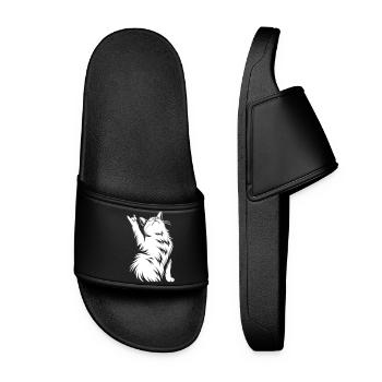 Skirt Cat – Devil Horns Silhouette - Women’s Pool Sliders - black - Front