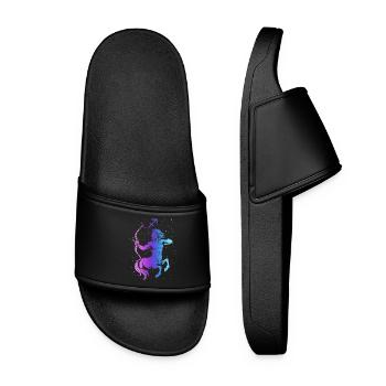 Sagittarius – Neon Zodiac Sign - Women’s Pool Sliders - black - Front