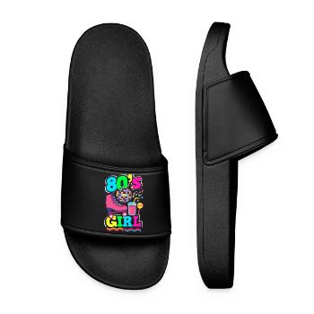 Retro Back to the 80s Vintage Design - Frauen Badelatschen - Schwarz - Vorne