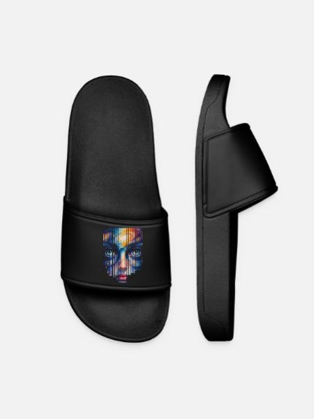Cosmic portrait in vibrant colors - Women’s Pool Sliders - black
