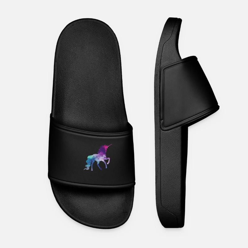 Einhorn Silhouette Universum Sterne unendlich - Frauen Badelatschen - Schwarz