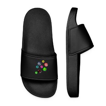 Pin Fake Buttons Girl Girl Power - Women’s Pool Sliders - black - Front