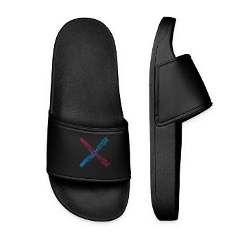 kreuz x form dreckig farbe bunt kratzer schraffur - Frauen Badelatschen - Schwarz - Vorne