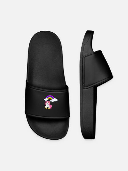 Licorne arc en ciel fille licorne fille - Claquettes Femme - noir