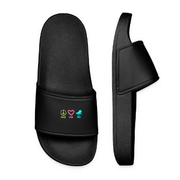 Tölt Icelandic horse Icelandic horse Peace Love - Women’s Pool Sliders - black - Front