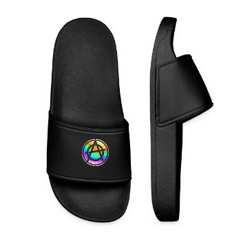 Buntes Anarchie Symbol Punk Logo Anarchisten - Frauen Badelatschen - Schwarz - Vorne