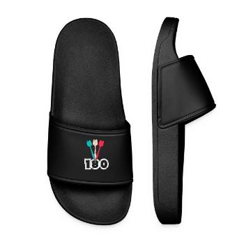 Dartspieler Dart Design Dartpfeile 180 Triple 20 - Frauen Badelatschen - Schwarz - Vorne