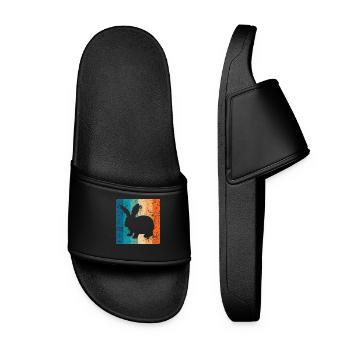 Rabbit Easter Retro Gift - Women’s Pool Sliders - black - Front
