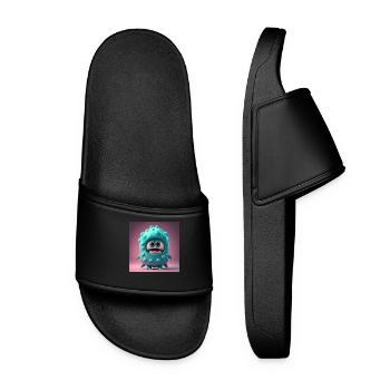 Happy Halloween cute sea monster tongue out scary - Women’s Pool Sliders - black - Front