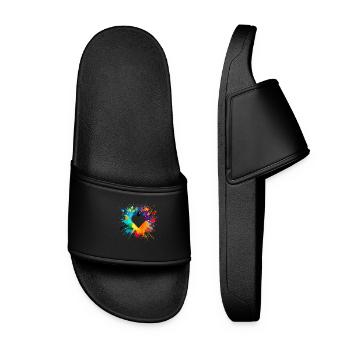 Heart Pop Art Colorful - Women’s Pool Sliders - black - Front