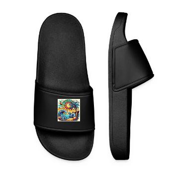 Tropical sunset - Women’s Pool Sliders - black - Front
