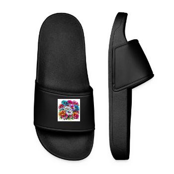 Colourful Daisy Drawing - Women’s Pool Sliders - black - Front