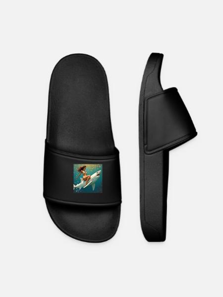 Shark Riding - Women’s Pool Sliders - black