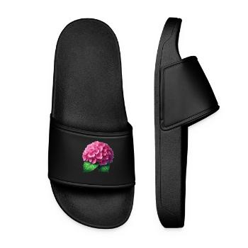Hortensie rosa - Frauen Badelatschen - Schwarz - Vorne