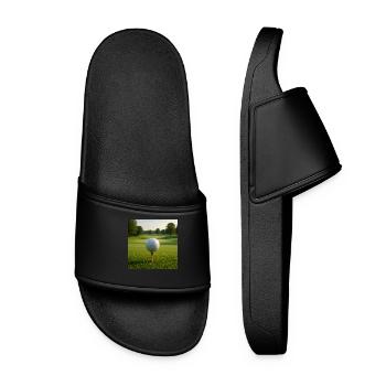 Sport - Golf, golf ball on tee - Women’s Pool Sliders - black - Front