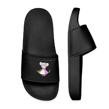 Petite dame souris timide avec un arrosoir de jardin - Claquettes Femme - noir - Devant