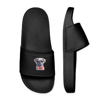 Un chien mignon portant un nœud papillon - Claquettes Femme - noir - Devant