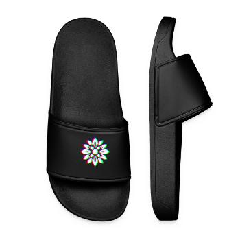 EDM Tricolor - Floral Mandala - Glitch Rave style - Women’s Pool Sliders - black - Front