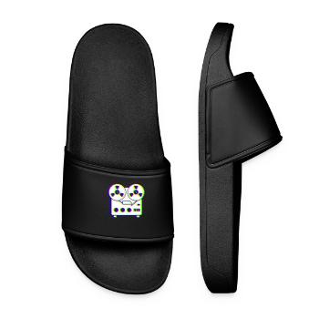 EDM Tricolor - Tape Recorder - Glitch - Rave Style - Women’s Pool Sliders - black - Front