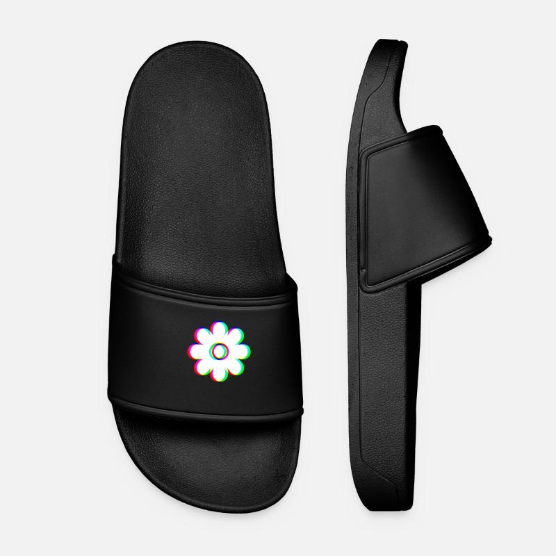 EDM Trikolor - Blüte 2 - Glitch - Rave Stil - Frauen Badelatschen - Schwarz