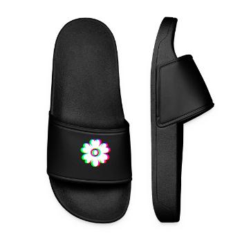 EDM Tricolor - Flowers - Glitch - Rave Style - Women’s Pool Sliders - black - Front