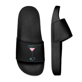Cocktail Glas für Cocktail Fans - Frauen Badelatschen - Schwarz - Vorne
