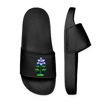 Blume lila und blau - Frauen Badelatschen - Schwarz - Vorne