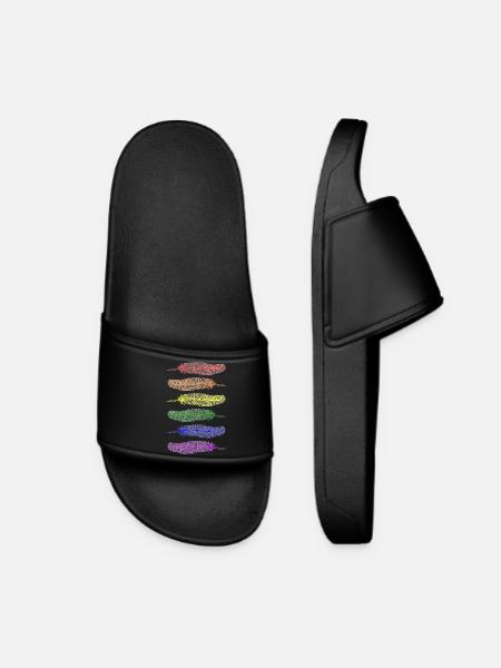 Feathers Rainbow - Women’s Pool Sliders - black