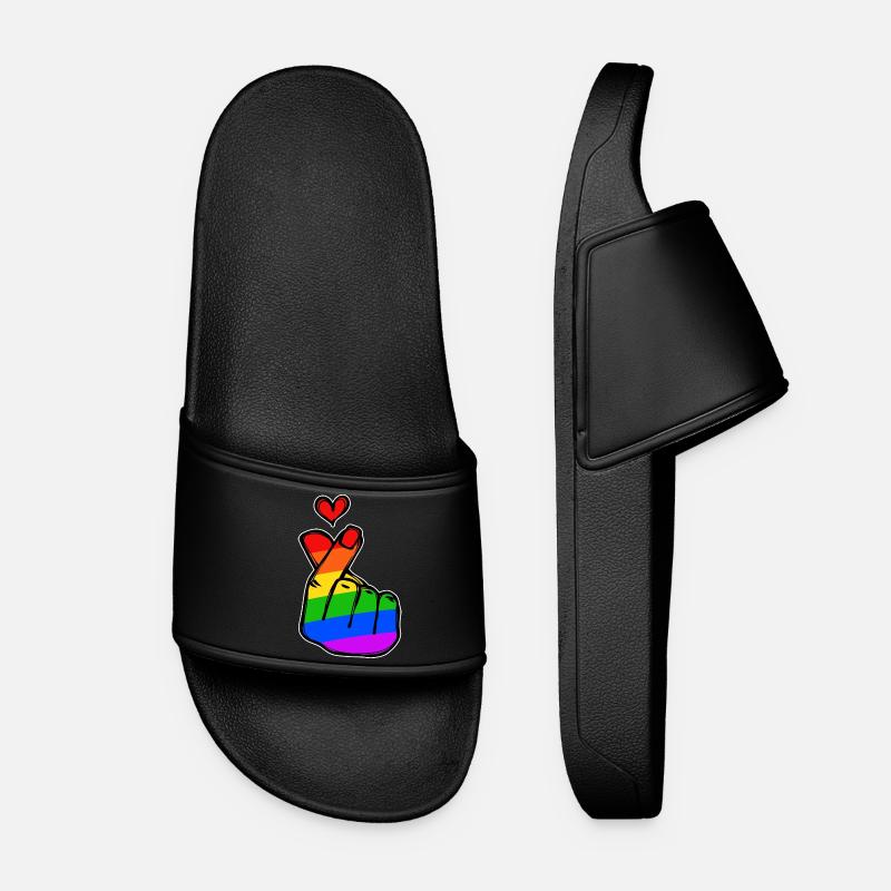 Frieden Herz Liebe Regenbogen Friedensbewegung - Frauen Badelatschen - Schwarz