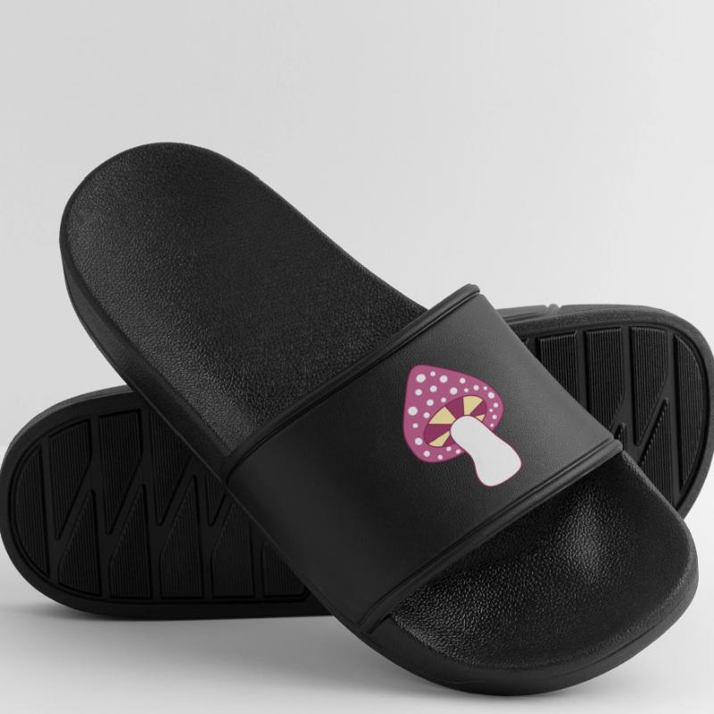 Mushroom fly agaric violet pattern customizable Women’s Pool Sliders