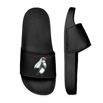 Penguin Bridal Veil Wedding - Women’s Pool Sliders - black - Front