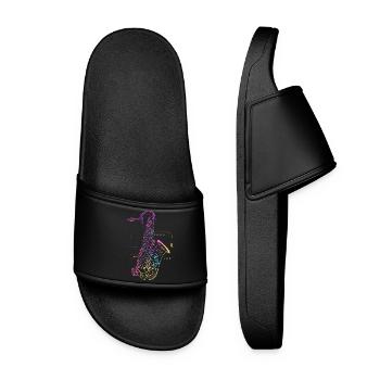 Saxophone Drawing - Women’s Pool Sliders - black - Front