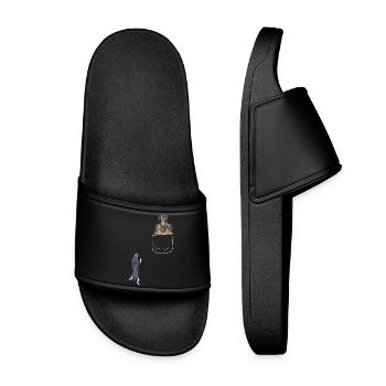 Dachshund Pocket Tee - Women’s Pool Sliders - black - Front