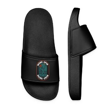 Padel More Spin More Grin Funny Player - Women’s Pool Sliders - black - Front