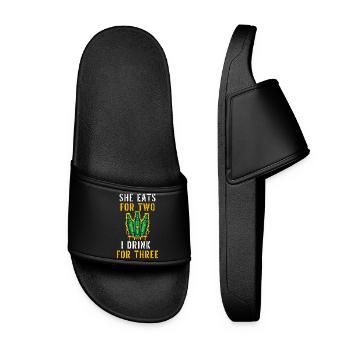 Drôle : Attendre une bière de papa - Claquettes Femme - noir - Devant