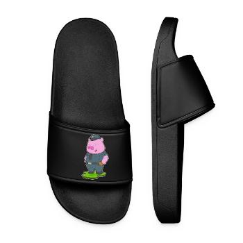 Schwein Polizist Polizei - Frauen Badelatschen - Schwarz - Vorne